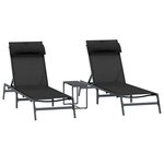 vidaXL Transats 3 pc Acier Noir et anthracite