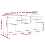 vidaXL Buffet avec lumières LED gris béton 162x37x67 cm