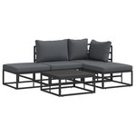 vidaXL Ensemble de canapé de jardin 5 Pièces Noir 70 x 70 x 32 cm