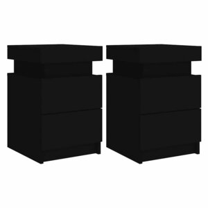 vidaXL Tables de chevet avec lumières LED 2 Pièces noir 35x39x55 cm