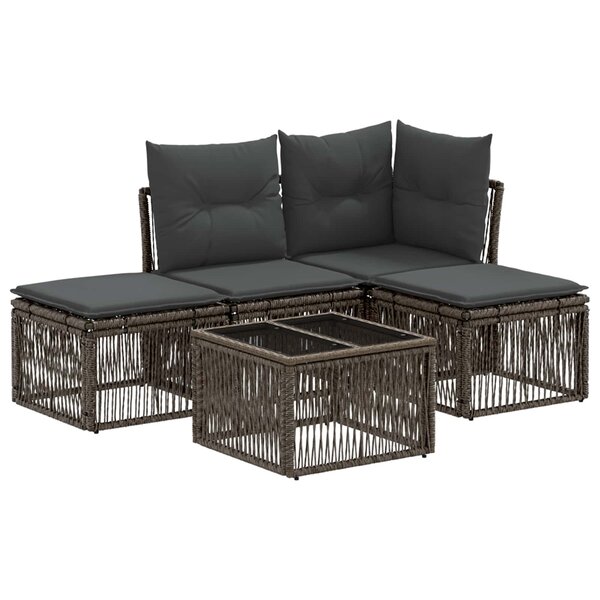 vidaXL Ensemble de canapé de jardin 5 pc Gris polyrotin