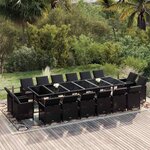 vidaXL Ensemble à manger de jardin coussins 17 Pièces Résine tressée Noir