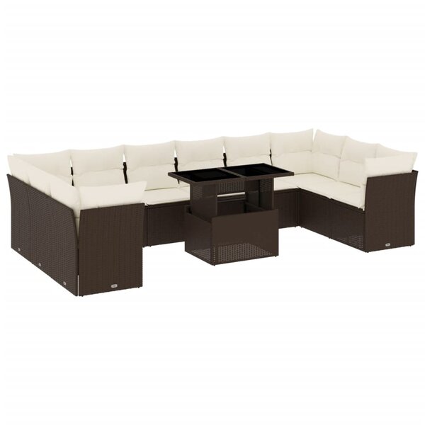 vidaXL Salon de jardin et coussins 11 Pièces marron résine tressée