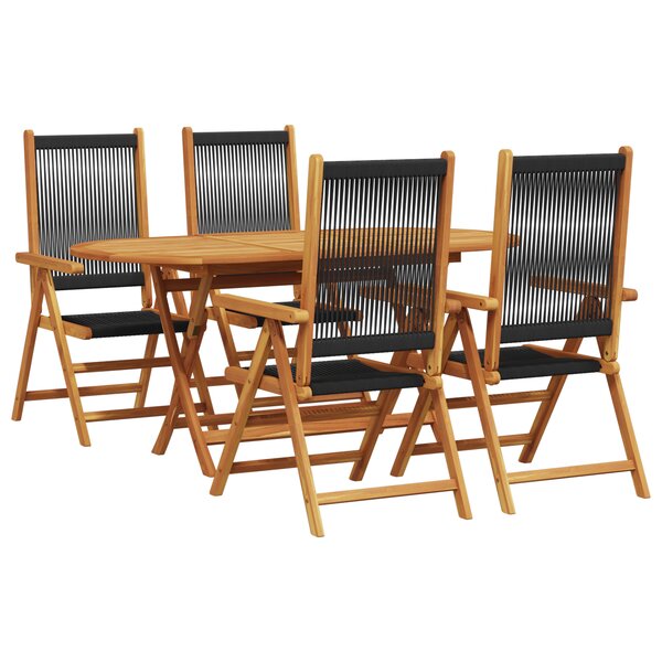 vidaXL Table de Jardin Pliable 5 Pièces Noir