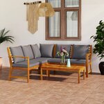 vidaXL Salon de jardin 4 Pièces avec coussin Bois d'acacia solide