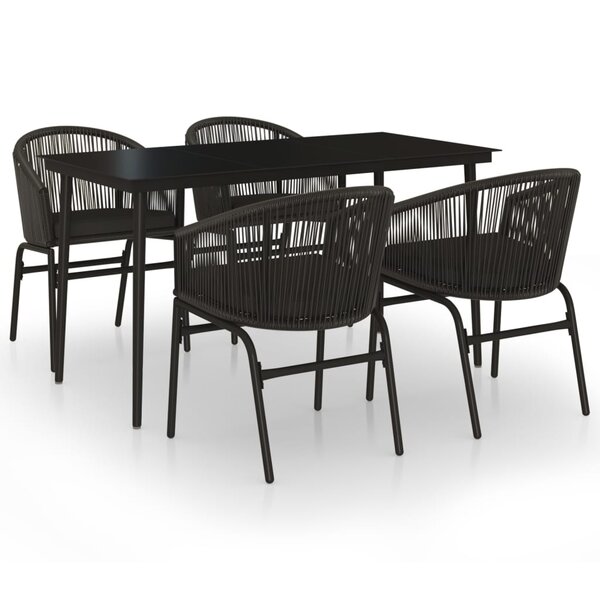 vidaXL Ensemble à manger de jardin 5 Pièces Noir