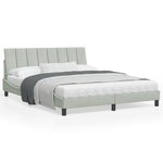 vidaXL Cadre de lit avec tête de lit Gris clair 160x200 cm Velours
