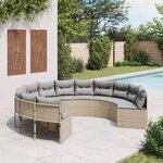 vidaXL Canapé de jardin avec coussins rond beige résine tressée