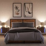 vidaXL Tables de chevet murales avec lumières LED 2 Pièces chêne marron