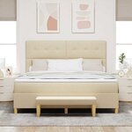 vidaXL Lit à ressorts avec tête de lit Crème 200 x 180 cm tissu