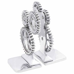 vidaXL Serre-livres 2 Pièces Argent 10 x 10 x 22 cm Aluminium