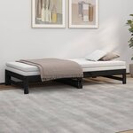 vidaXL Lit coulissant Noir 2x(100x200) cm Bois de pin massif