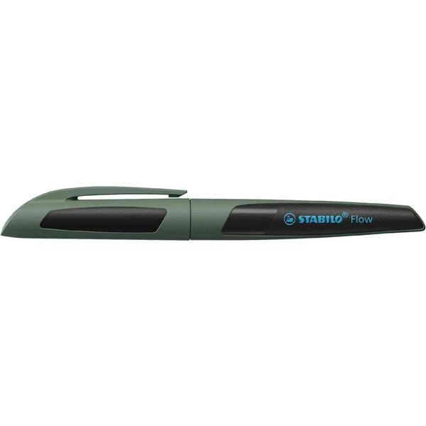 Stylo à plume flow sporty m  noir/vert olive stabilo