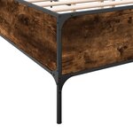 vidaXL Cadre de lit chêne fumé 135x190 cm bois d'ingénierie et métal