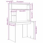vidaXL Bureau Chêne noir 91 x 50 x 149 cm Bois d'ingénierie