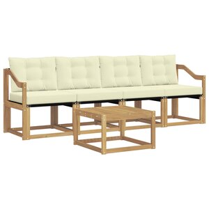 vidaXL Ensemble de canapés d'extérieur 5 Pièces Blanc et crème