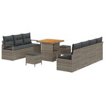 Ensemble de 10 pièces de canapé de jardin avec coussins gris en rotin synthétique