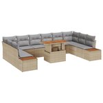 Canapé de Jardin en 11 pièces vidaXL avec Coussins Beige Rattan Poly