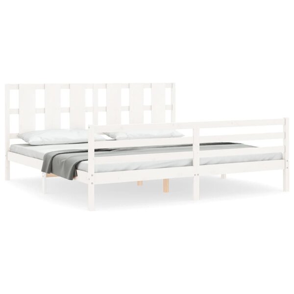 vidaXL Cadre de lit sans matelas blanc 200x200 cm bois massif