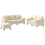 vidaXL Ensemble de canapés 3 Pièces avec coussins crème tissu