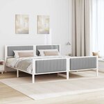 vidaXL Cadre de lit avec tête de lit Blanc et gris clair 200 x 200 cm