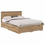 vidaXL Cadre de lit Chêne artisanal 140 x 190 cm Bois d'ingénierie