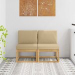 vidaXL 2 Pièce Sofa de milieu extérieur Bois d'Acacia Massif Blanc