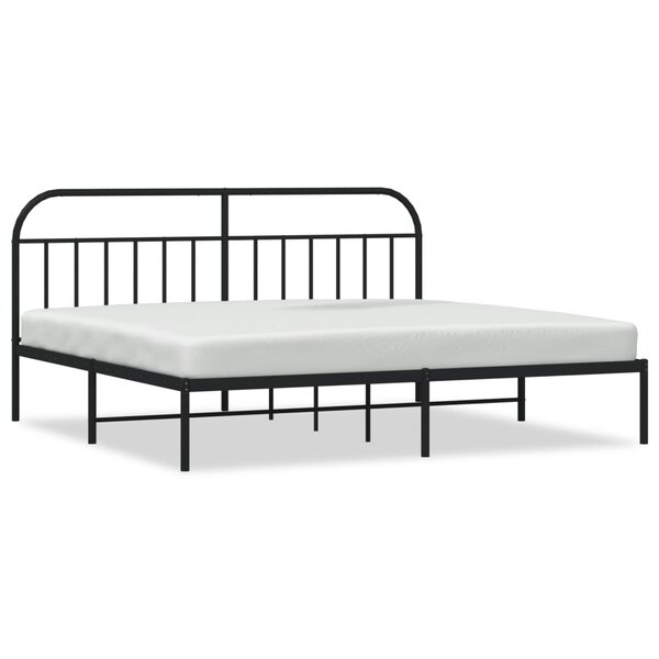 vidaXL Cadre de lit métal avec tête de lit noir 200x200 cm