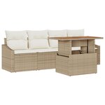 vidaXL Canapé de jardin 5 pièces avec coussins Beige en poly rotin