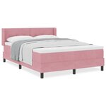 Lit Box Spring vidaXL avec Matelas Rose 140x190 cm Velours