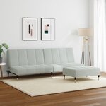 vidaXL Canapé-lit à 2 places avec repose-pied gris clair velours