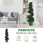 Buis artificiel topiaire artificielle en forme de spirale dim. Ø 32 x 120h cm vert