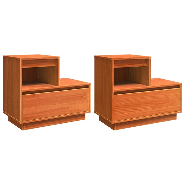 vidaXL Cabinet de chevet avec tiroir 2 Pièces Marron cire 60 x 34 x 51 cm