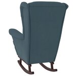 vidaXL Chaise à bascule avec pieds en bois et tabouret Bleu Velours