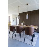 2 chaises de salle à manger large en cuir synthétique marron clair avec pieds noirs