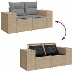 vidaXL Salon de jardin avec coussins 8 Pièces beige résine tressée acacia