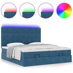 vidaXL Cadre de lit ottoman avec matelas bleu foncé 200x200 cm velours