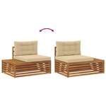 vidaXL Canapé d'extérieur extrémité 3 Pièce Naturel et Beige