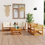 vidaXL Salon de jardin 6 Pièces avec coussin Crème Bois d'acacia solide