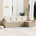vidaXL Salon de jardin avec coussins 5 Pièces beige résine tressée