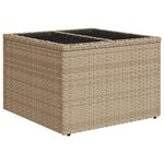 vidaXL Table de jardin dessus en verre beige 55x55x37cm résine tressée