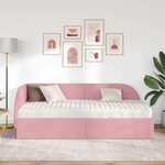 vidaXL Cadre de lit d'angle avec matelas 2 Pièces Gris Velours