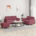 vidaXL Ensemble de canapés 3 Pièces avec coussins Rouge bordeaux Tissu