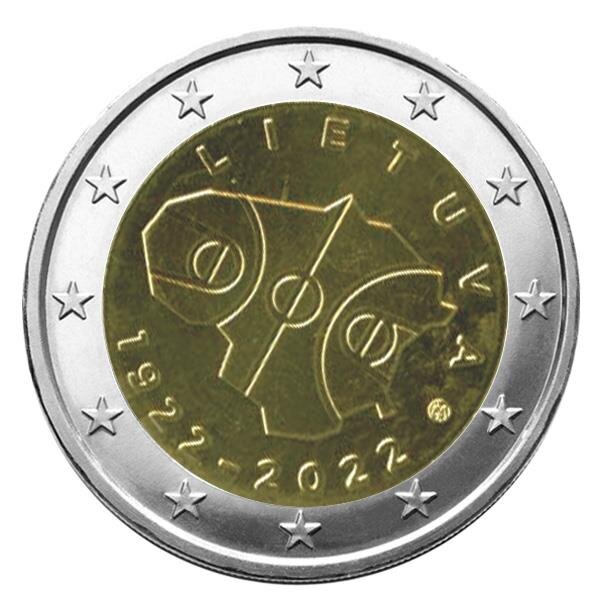 2 euro commemorative 2022 : lituanie (100 ans du basket-ball)