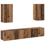 vidaXL Ensemble de Cabinet TV 4 Pièces Muraux en Vieux Bois d'Ingénierie