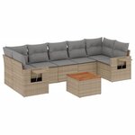 vidaXL Salon de jardin avec coussins 8Pièces mélange beige résine tressée