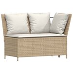 vidaXL Salon de jardin avec coussins 3 Pièces beige résine tressée