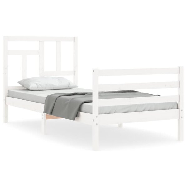 vidaXL Cadre de lit sans matelas blanc bois massif
