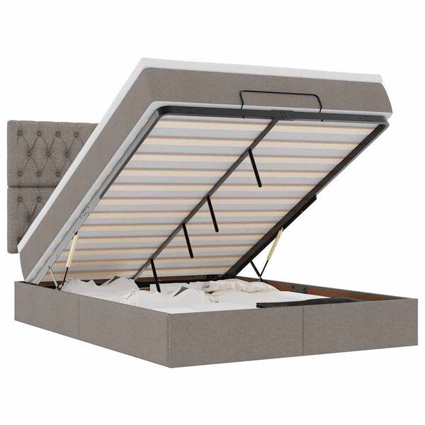 VidaXL Cadre de lit ottoman avec matelas taupe 140x190 cm tissu