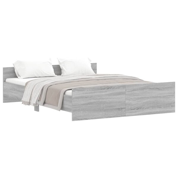 vidaXL Cadre de lit tête de lit et pied de lit sonoma gris 140x200 cm